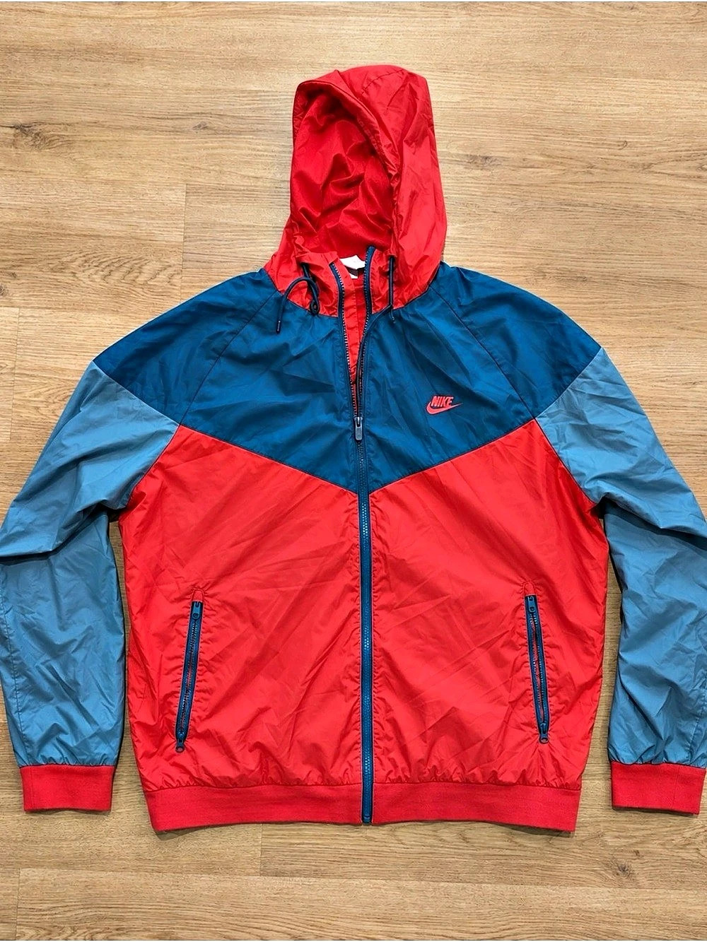 Nike Sportswear Windrunner Hooded Jacket Color Block Red & Blue XXL